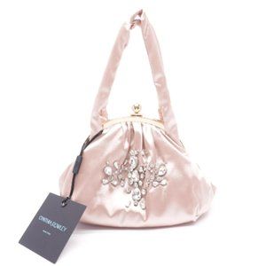 CYNTHIA ROWLEY - Gold Rhinestone Satin Shoulder Bag with Coin Purse